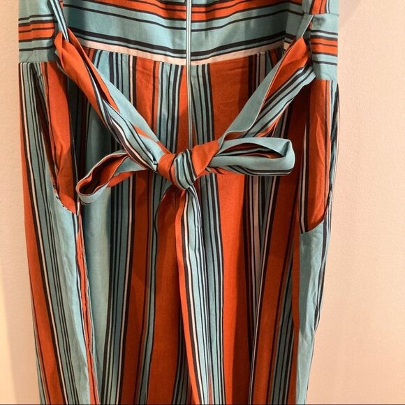 ELIZABETH LIMA Sz L Jumpsuit With Ruffles Wide Leg Pant Belt Bat Sleeve NWT - Picture 16 of 17